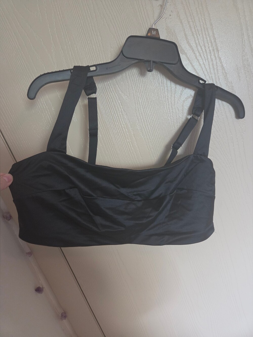 Auden Black Satin Unlined Wire Free Square Neck Bralette Womens XXL NWT